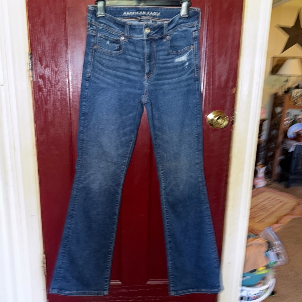 American Eagle Outfitters Women's Dark Blue Flare Jeans